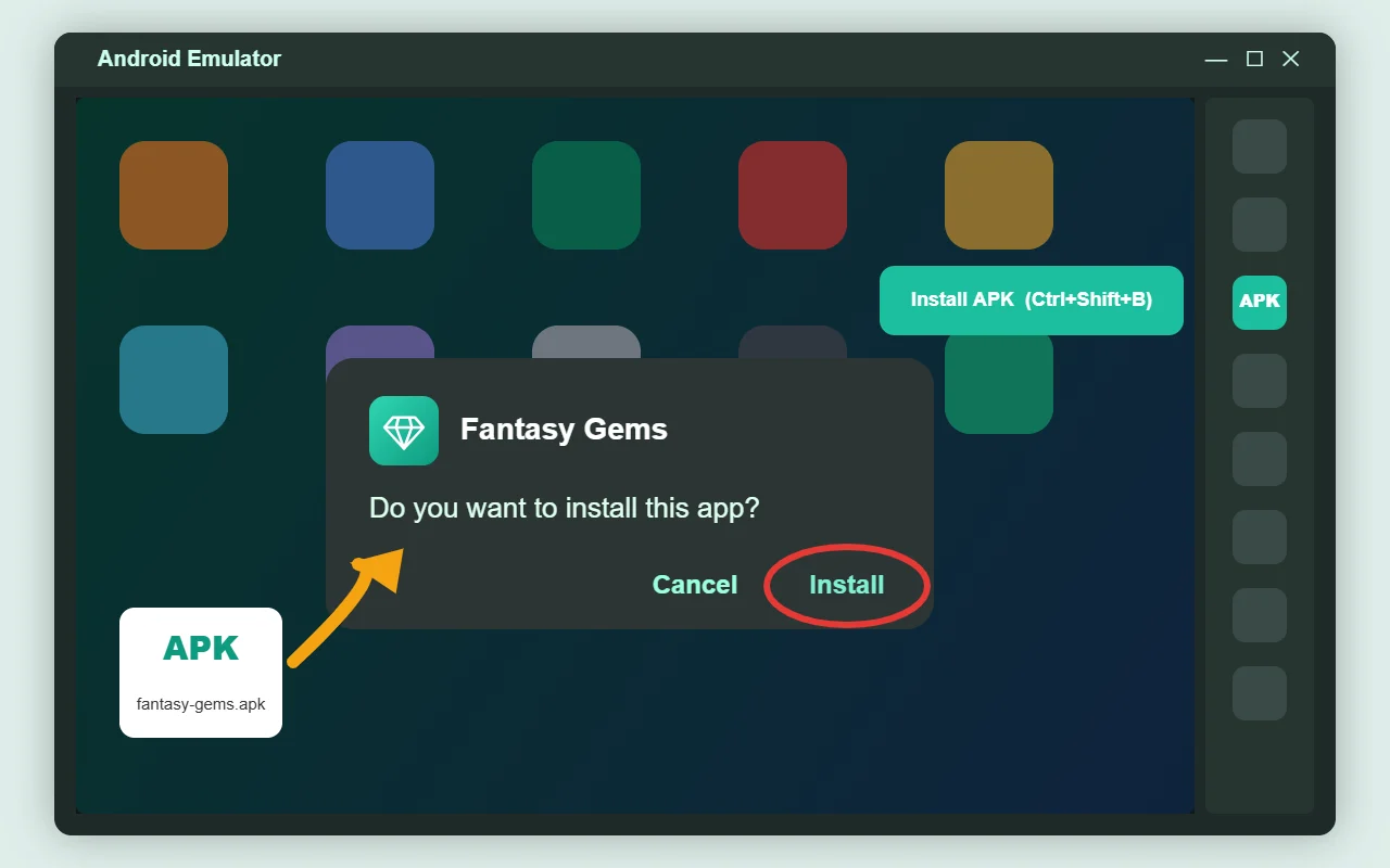 Fantasy Gems for PC APK install in an Android emulator